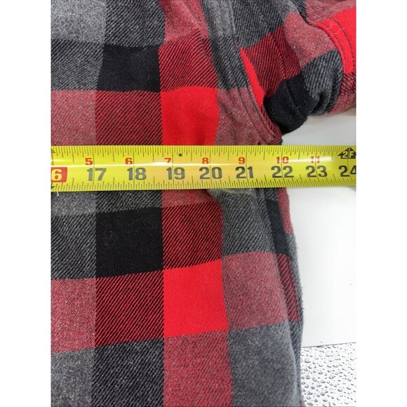 Duluth Trading Flapjack Jacket Mens M Red Plaid Flannel Fleece Lined Shacket - Picture 4 of 8